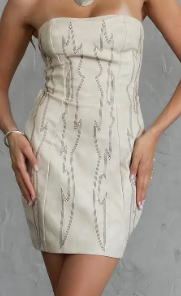 Arizona Embroidered Western Strapless Bodycon Mini Dress