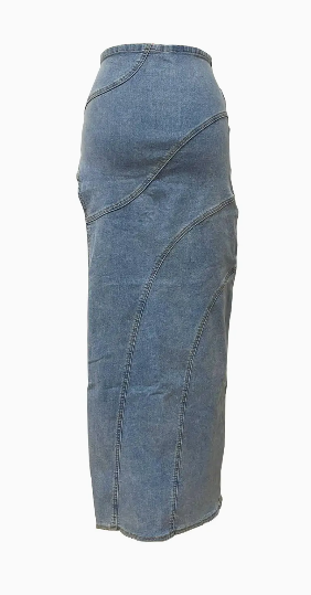Country Cowgirl Coachella High Slit Denim Skirt