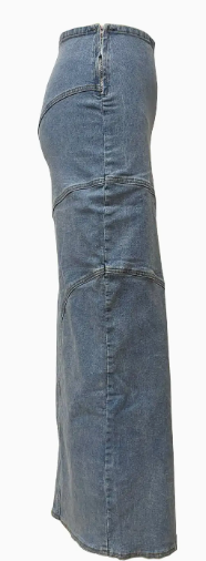 Country Cowgirl Coachella High Slit Denim Skirt