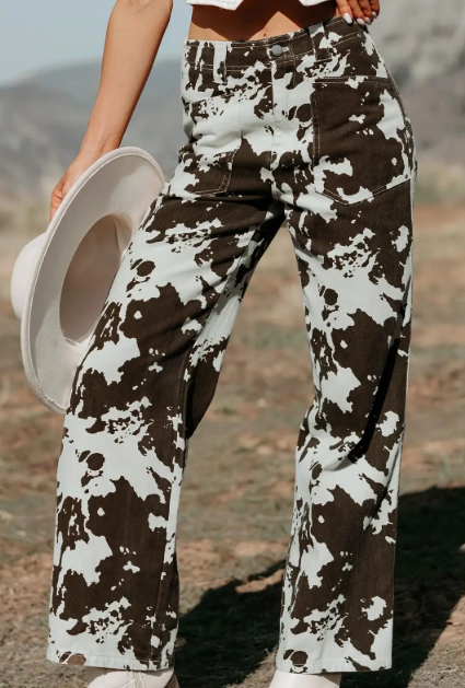 Rodeo Queen Southwestern Cow Print Jeans