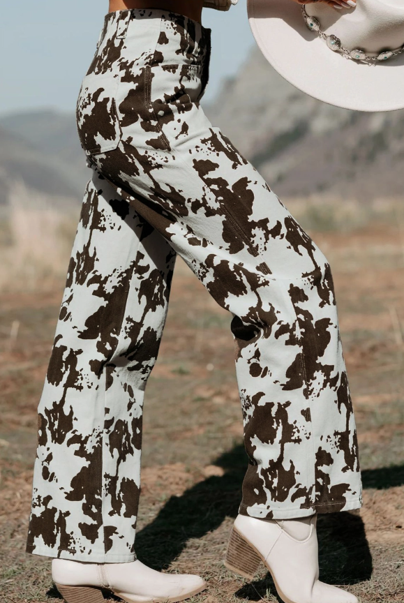 Rodeo Queen Southwestern Cow Print Jeans