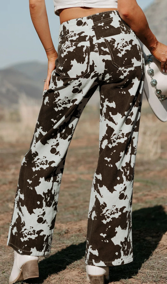 Rodeo Queen Southwestern Cow Print Jeans