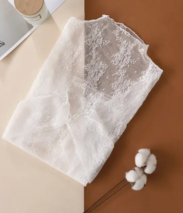 Semi Sheer Mesh Floral Lace Layering Top