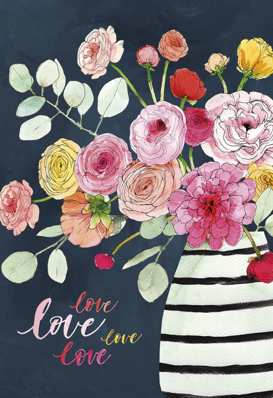 Floral Stripe Embrace Heartfelt Mother's Day Greeting Card