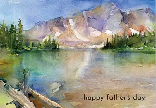 Watercolor Mountain Lake Father's Day Card for Dad Heartfelt Father's Day Greeting Card