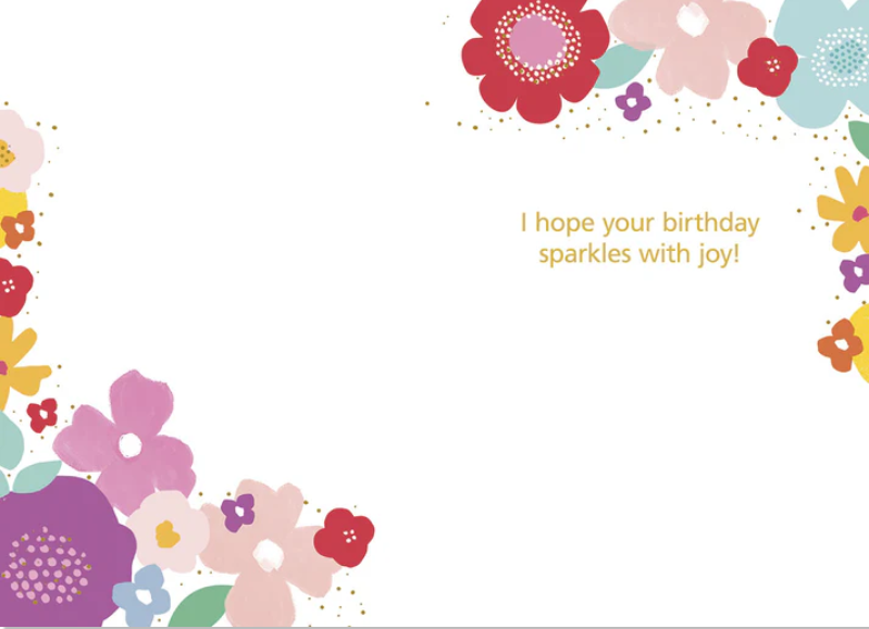 Happy Birthday Flowers Card - Joyful Floral Greeting | Lighthearted Birthday Greeting Card