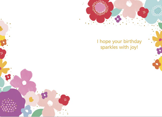 Happy Birthday Flowers Card - Joyful Floral Greeting | Lighthearted Birthday Greeting Card