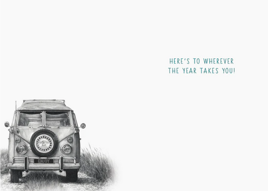 Volkswagon Bus W/Turquoise Highlight Birthday Card