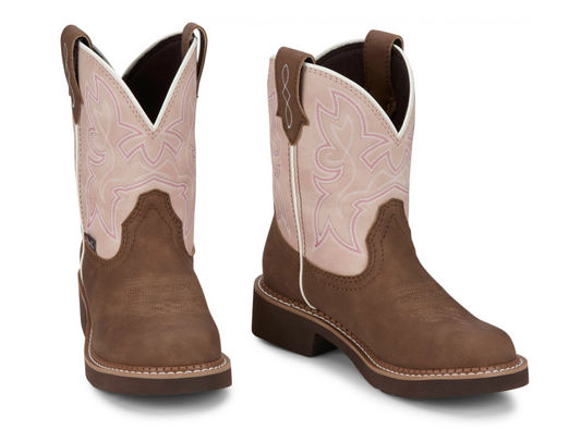 Justin Kay Toasted Brown Pink Cowhide 8" Women