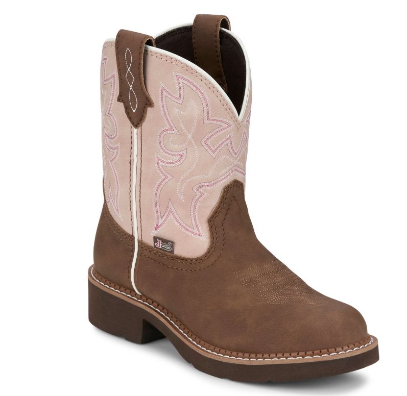 Justin Kay Toasted Brown Pink Cowhide 8" Women