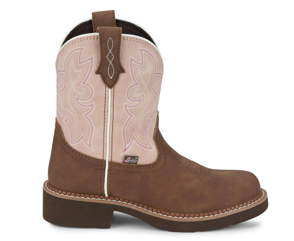 Justin Kay Toasted Brown Pink Cowhide 8" Women