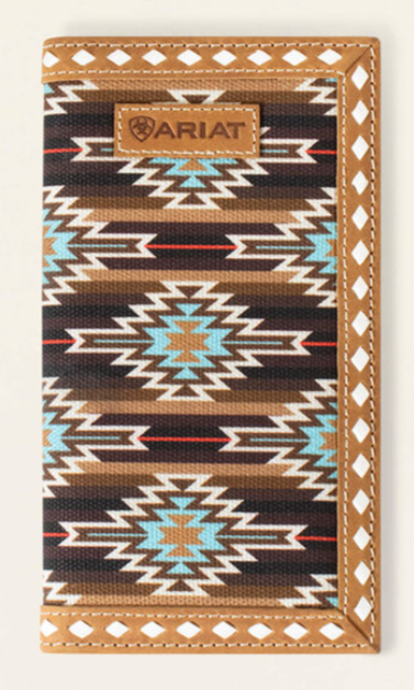 Ariat Mens Rodeo Style Wallet Southwestern Diamond Lacing Brown