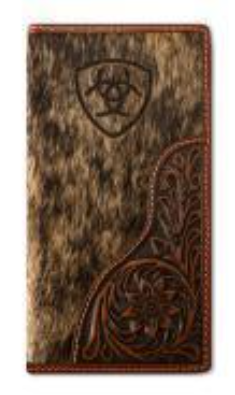 Ariat Mens Rodeo Style Wallet Laser Etched Shield Brown