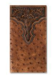 Ariat Rodeo Wallet Ostrich Florar Embossed Brown