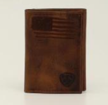 Ariat Tridolf Distressed Stitched USA Flag Shield Logo Brown