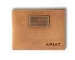 Ariat Mens Bifold Wallet Flag Patch Logo Medium Brown