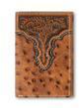 Ariat Trifold Wallet Ostrich Floral Embossed Brown
