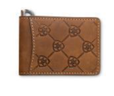Ariat Money Clip Ariat Shield Embossed Medium Brown