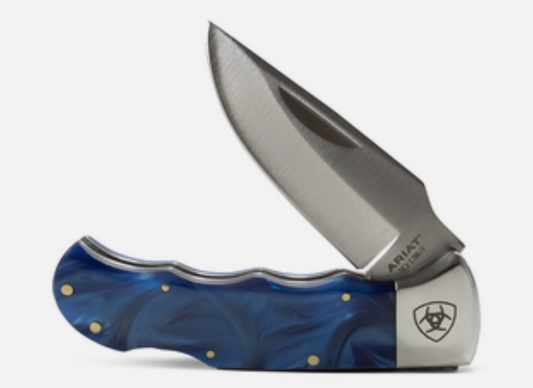 Ariat Folding Knife Smooth Blade Blue