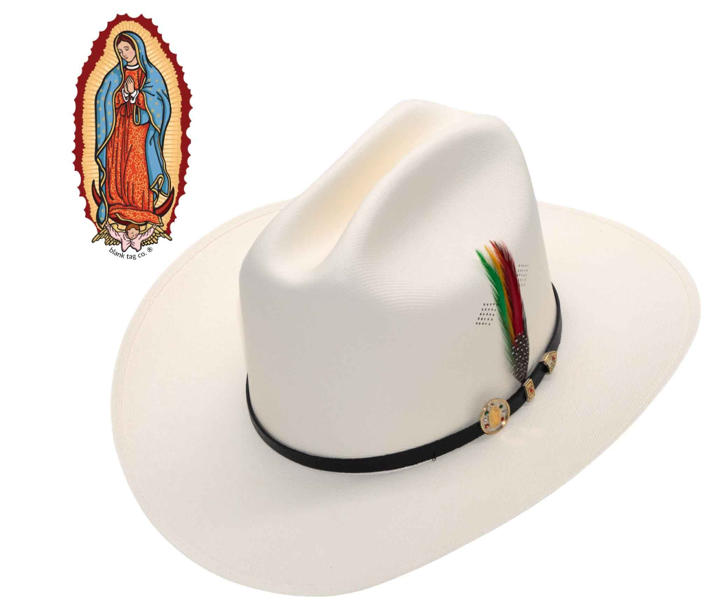 Stone 1000X chaparral telar 3” Virgen de Guadalupe Rancher Western Hat