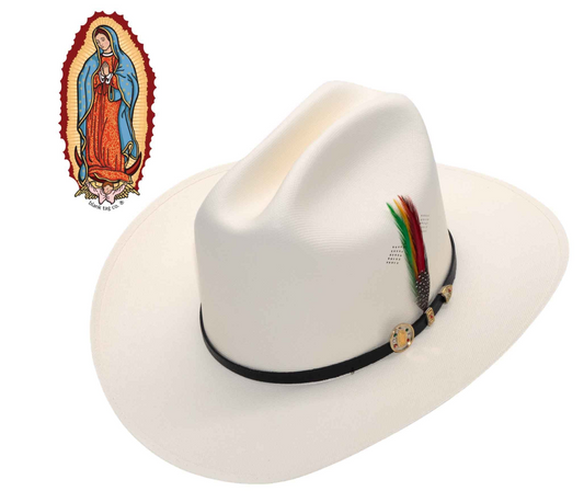 Stone 1000X chaparral telar 3” Virgen de Guadalupe Rancher Western Hat