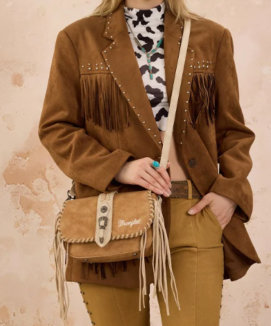 Wrangler Braided Tassel Saddle Crossbody Bag