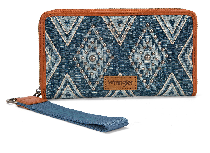 Wrangler Aztec Studded Wallet/Wristlet - Jean