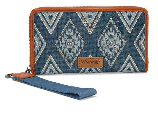Wrangler Aztec Studded Wallet/Wristlet - Jean
