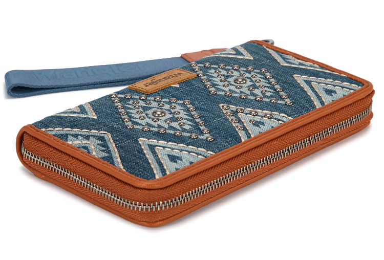 Wrangler Aztec Studded Wallet/Wristlet - Jean