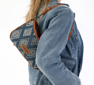 Wrangler Aztec Studded Denim Shoulder Bag with Mini Pouch