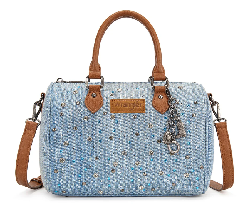 Wrangler Western Rhinestone Denim Boston Bag/Crossbody