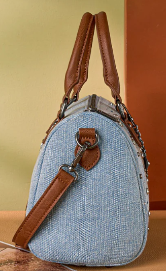 Wrangler Western Rhinestone Denim Boston Bag/Crossbody