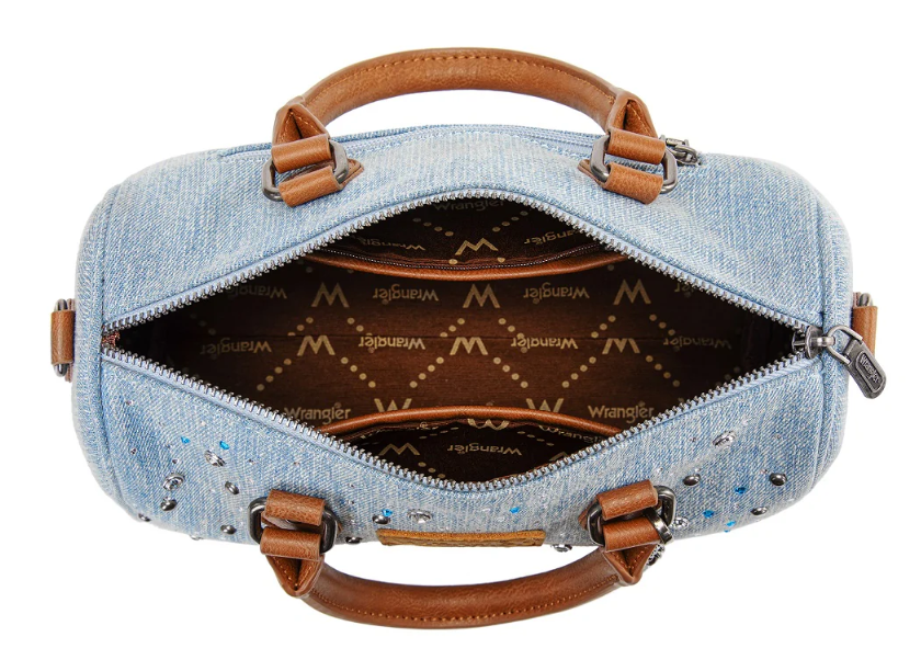 Wrangler Western Rhinestone Denim Boston Bag/Crossbody