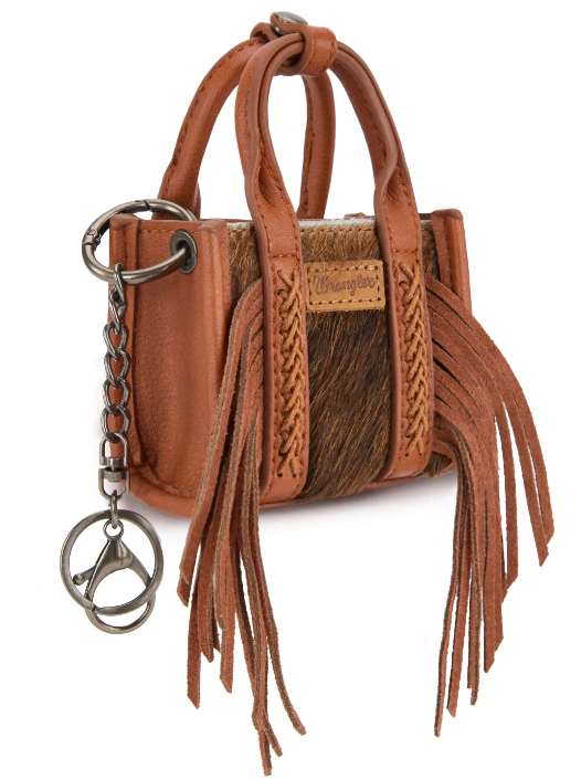 Wrangler Cowhide Mini Fringe Tote / Keychain Bag