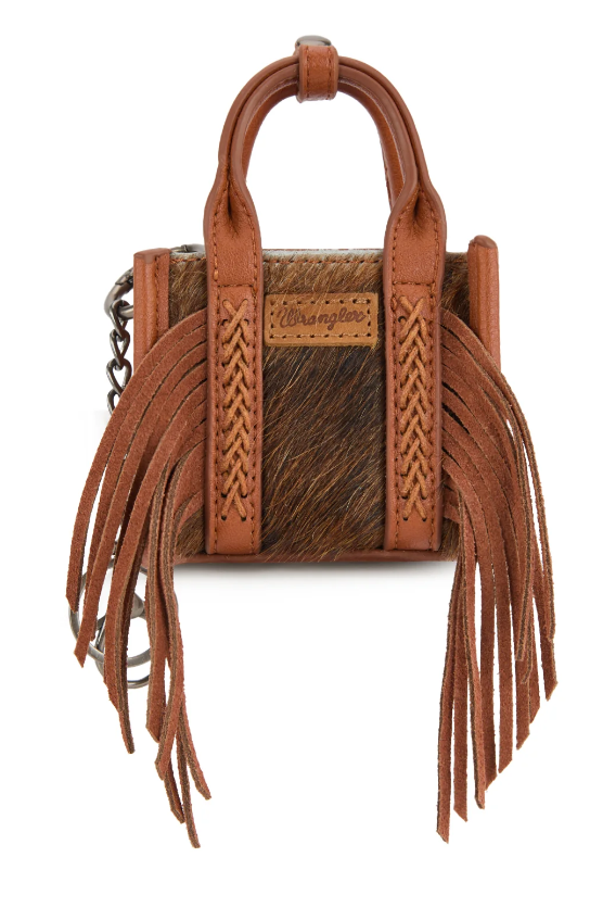 Wrangler Cowhide Mini Fringe Tote / Keychain Bag