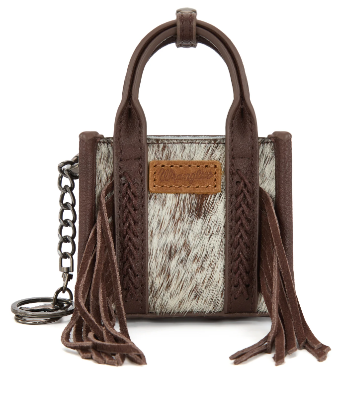Wrangler Cowhide Mini Fringe Tote / Keychain Bag