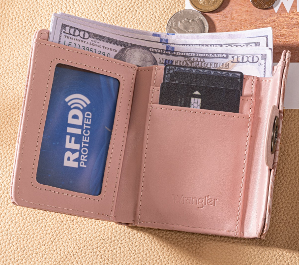 Wrangler Floral Embossed RFID Trifold Wallet