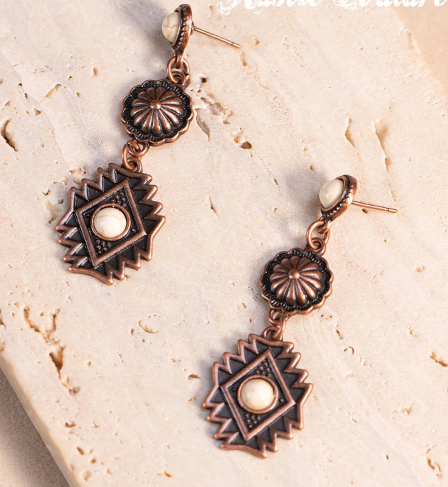 Rustic Couture's Artificial Stone Aztec Dangling Earring