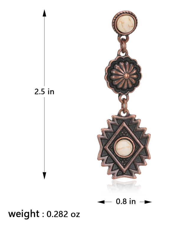 Rustic Couture's Artificial Stone Aztec Dangling Earring
