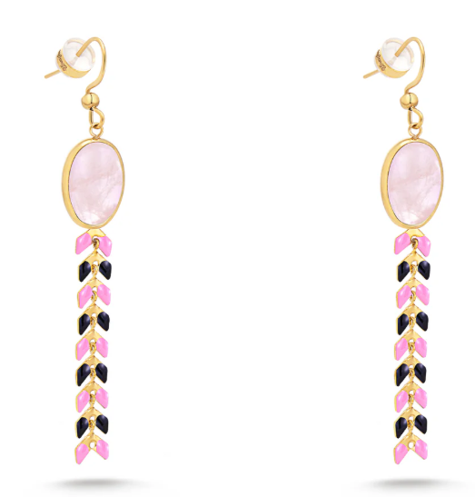 Wrangler 14K Gold Western Natural Stone Oval Shaped Dangle Statement Earring
