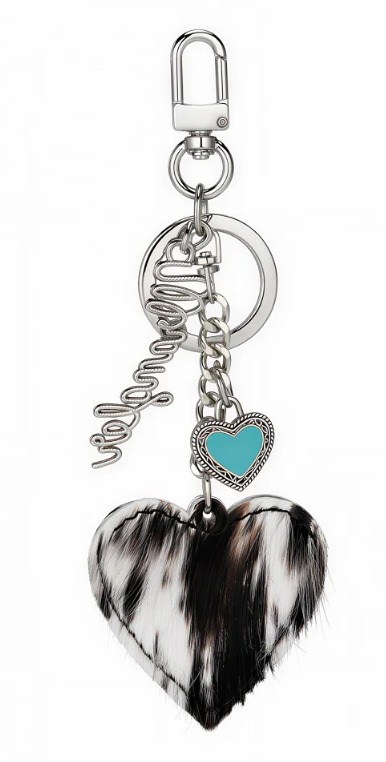 Wrangler Cowhide Heart Bag Charm