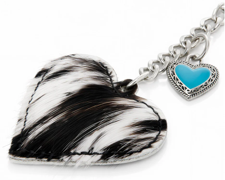 Wrangler Cowhide Heart Bag Charm