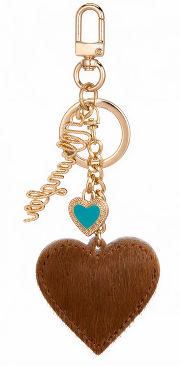 Wrangler Cowhide Heart Bag Charm