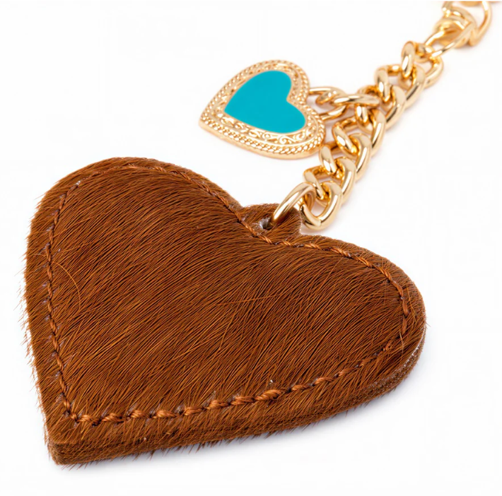 Wrangler Cowhide Heart Bag Charm