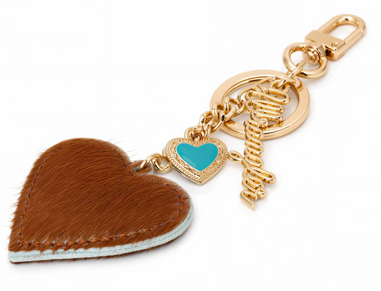 Wrangler Cowhide Heart Bag Charm