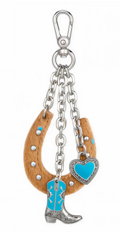 Wrangler Western Cowhide Horseshoe Bag Charm - Horse Shoe