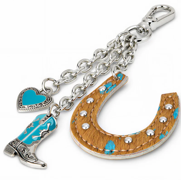 Wrangler Western Cowhide Horseshoe Bag Charm - Horse Shoe