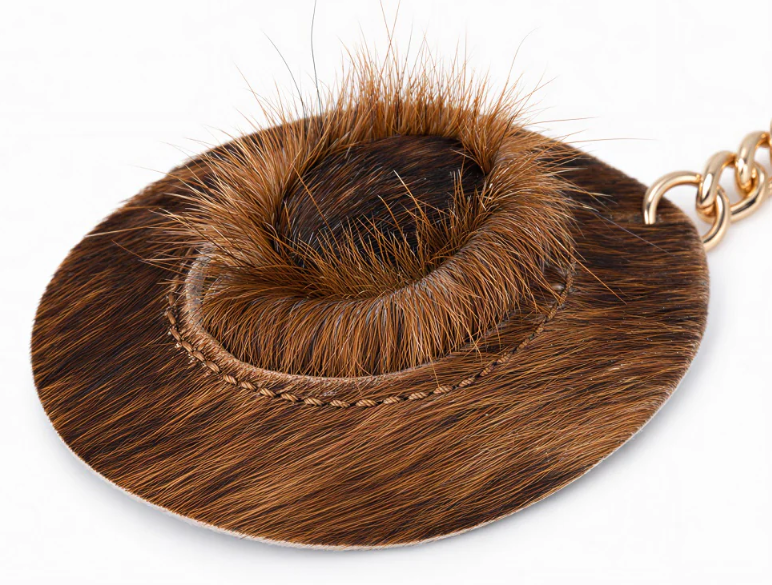 Wrangler Western Cowhide Cowboy Hat Bag Charm
