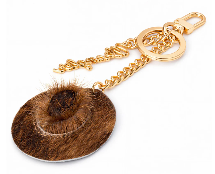 Wrangler Western Cowhide Cowboy Hat Bag Charm