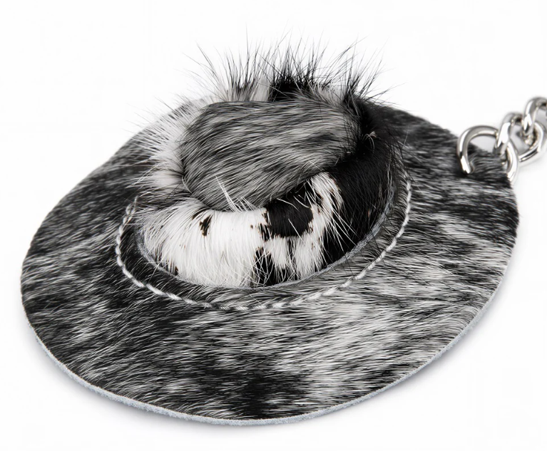 Wrangler Western Cowhide Cowboy Hat Bag Charm